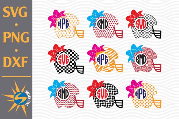 Bow Football Helmet Monogram: Graphics for Crafts