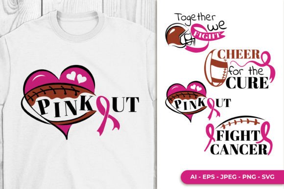 Breast Cancer Football SVG Set: Graphics for Crafts