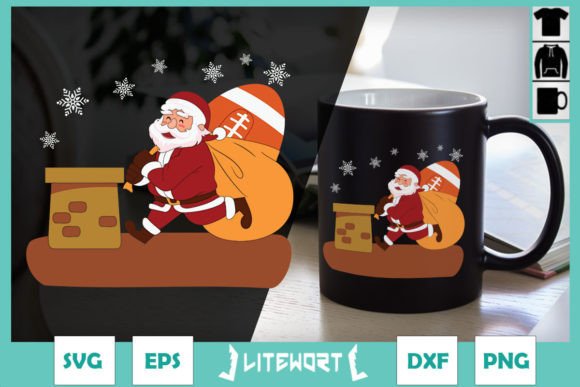 Christmas Santa s Gift American Football Graphics for Crafts