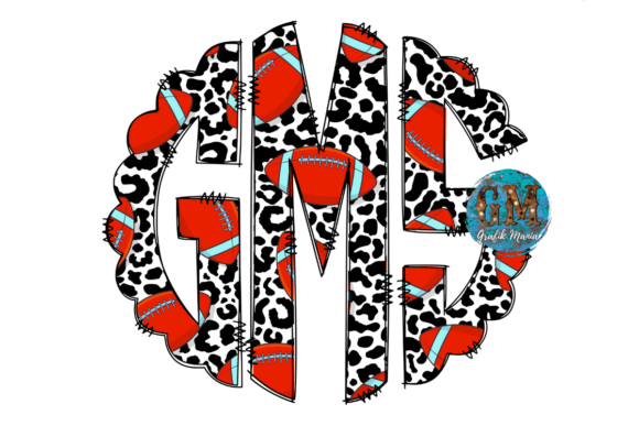 Football Leopard Print Handdraw Monogram Graphics for Crafts
