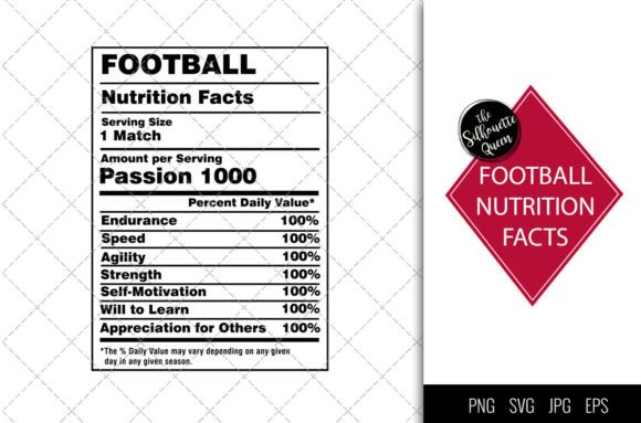 Football Nutrition Facts Svg for Graphics and Crafts