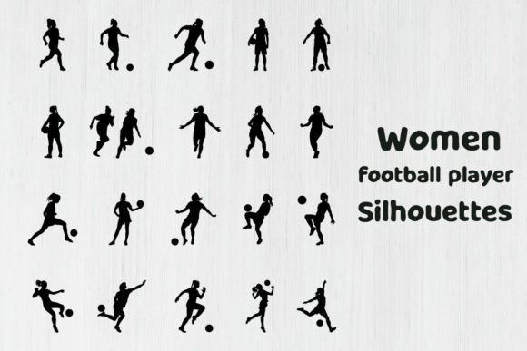 Women Football Player Silhouettes: Graphics for Crafts
